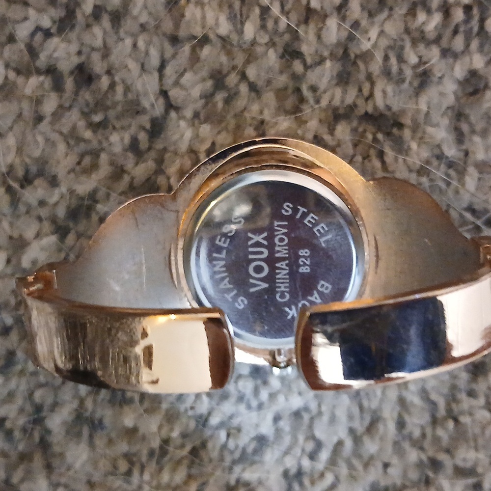 EUC Voux Rose Gold Watch with Crystal Accents. Clasp Closure. With Original Box. - Picture 4 of 5